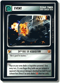 star trek 1e 1e promotional premium 34th rule of acquisition foil