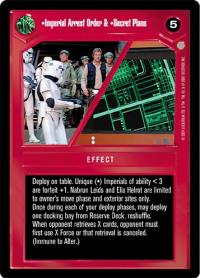 star wars ccg coruscant imperial arrest order secret plans