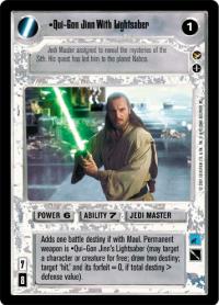 star wars ccg theed palace qui gon jinn with lightsaber