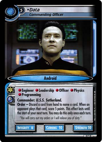 Data, Commanding Officer