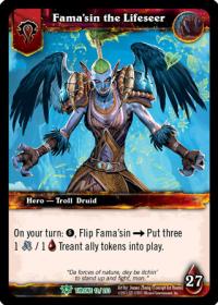 warcraft tcg foil hero cards fama sin the lifeseer foil hero