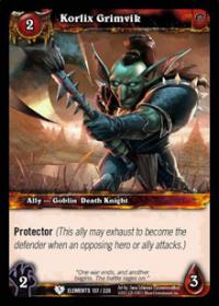 warcraft tcg war of the elements korlix grimvik