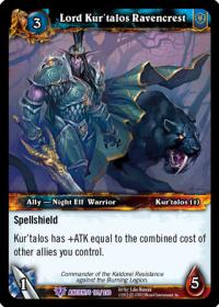 warcraft tcg war of the ancients lord kur talos ravencrest