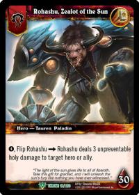 warcraft tcg foil hero cards rohashu zealot of the sun foil hero