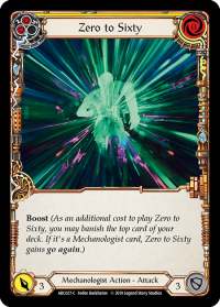 flesh and blood arcane rising unlimited zero to sixty yellow arc027 foil