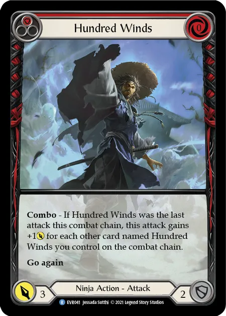 Hundred Winds (Red) (Extended Art) - 1st edition EVR Rainbow Foil