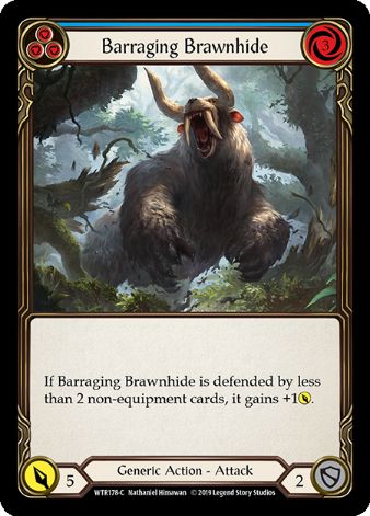 Barraging Brawnhide (Blue) - WTR - 1st edition Foil