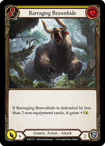 Barraging Brawnhide (Yellow) - WTR - 1st edition Foil