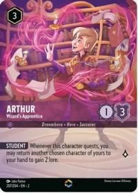 lorcana rise of the floodborn arthur wizard s apprentice alternate art