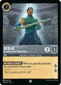 lorcana rise of the floodborn benja guardian of the dragon gem foil