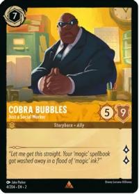 lorcana rise of the floodborn cobra bubbles just a social worker