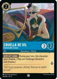 lorcana rise of the floodborn cruella de vil fashionable cruiser foil