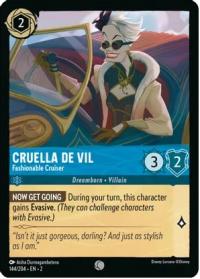 lorcana rise of the floodborn cruella de vil fashionable cruiser