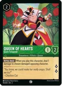 lorcana rise of the floodborn queen of hearts quick tempered foil