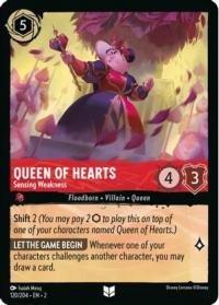 lorcana rise of the floodborn queen of hearts sensing weakness foil