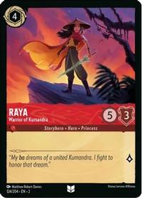 lorcana rise of the floodborn raya warrior of kumandra foil