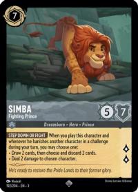 lorcana into the inklands simba fighting prince foil