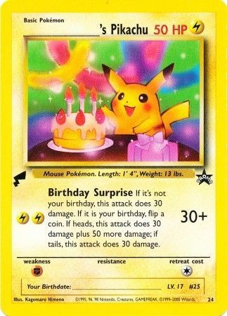 Birthday Pikachu - 24 - Pokemon World Collection (Tail Stamp)
