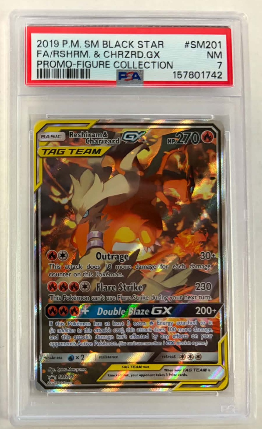 Reshiram & Charizard GX - SM203 - PSA 7
