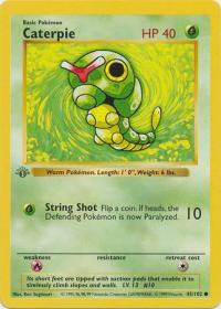 pokemon base set 1st edition caterpie 45 102 1st edition