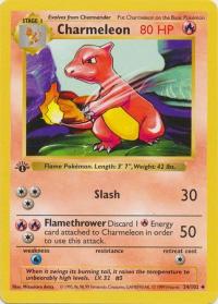 pokemon base set 1st edition charmeleon 24 102 1st edition