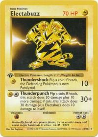 pokemon base set 1st edition electabuzz 20 102 1st edition