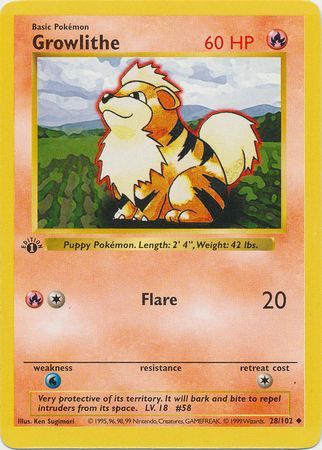 Growlithe 28-102 1st edition