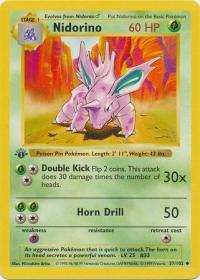 pokemon base set 1st edition nidorino 37 102 1st edition