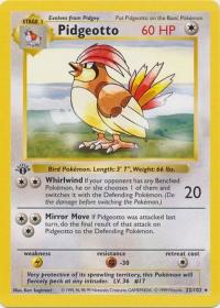 pokemon base set 1st edition pidgeotto 22 102 1st edition