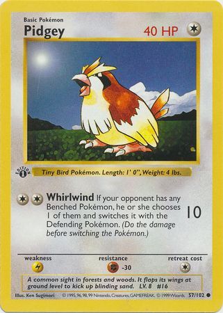 Pidgey 57-102 1st edition