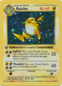 pokemon base set 1st edition raichu 14 102 1st edition