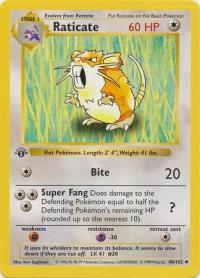 pokemon base set 1st edition raticate 40 102 1st edition