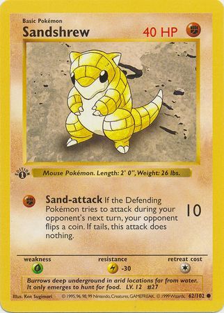 Sandshrew 62-102 1st edition