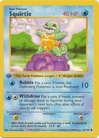 Squirtle 63-102 1st edition