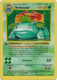 pokemon base set 1st edition venusaur 15 102 1st edition