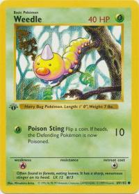 pokemon base set 1st edition weedle 69 102 1st edition