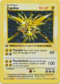 pokemon base set 1st edition zapdos 16 102 1st edition