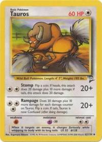 pokemon base set 2 tauros 62 130