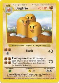 pokemon base set shadowless dugtrio 19 102 shadowless