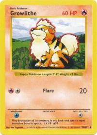 pokemon base set shadowless growlithe 28 102 shadowless