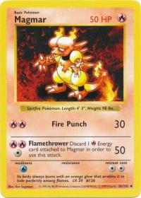 pokemon base set shadowless magmar 36 102 shadowless