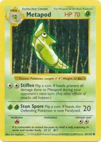 pokemon base set shadowless metapod 54 102 shadowless