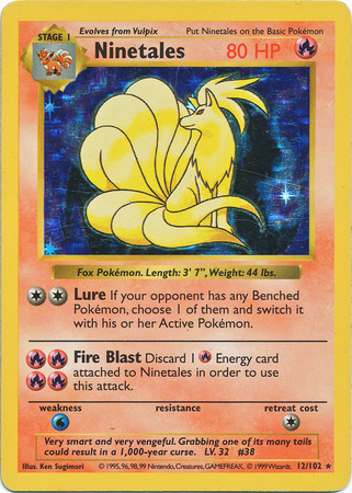 Ninetales 12-102 - Shadowless - No Damage Misprint