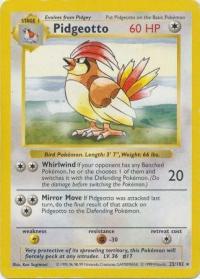 pokemon base set shadowless pidgeotto 22 102 shadowless