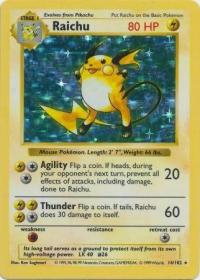 pokemon base set shadowless raichu 14 102 shadowless