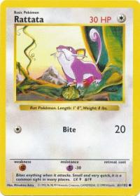 pokemon base set shadowless rattata 61 102 shadowless