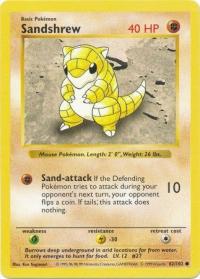 pokemon base set shadowless sandshrew 62 102 shadowless