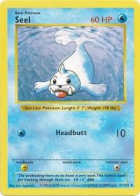 pokemon base set shadowless seel 41 102 shadowless