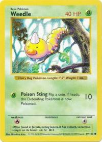 pokemon base set shadowless weedle 69 102 shadowless