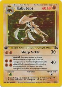 pokemon fossil 1st edition kabutops 9 62 1st edition